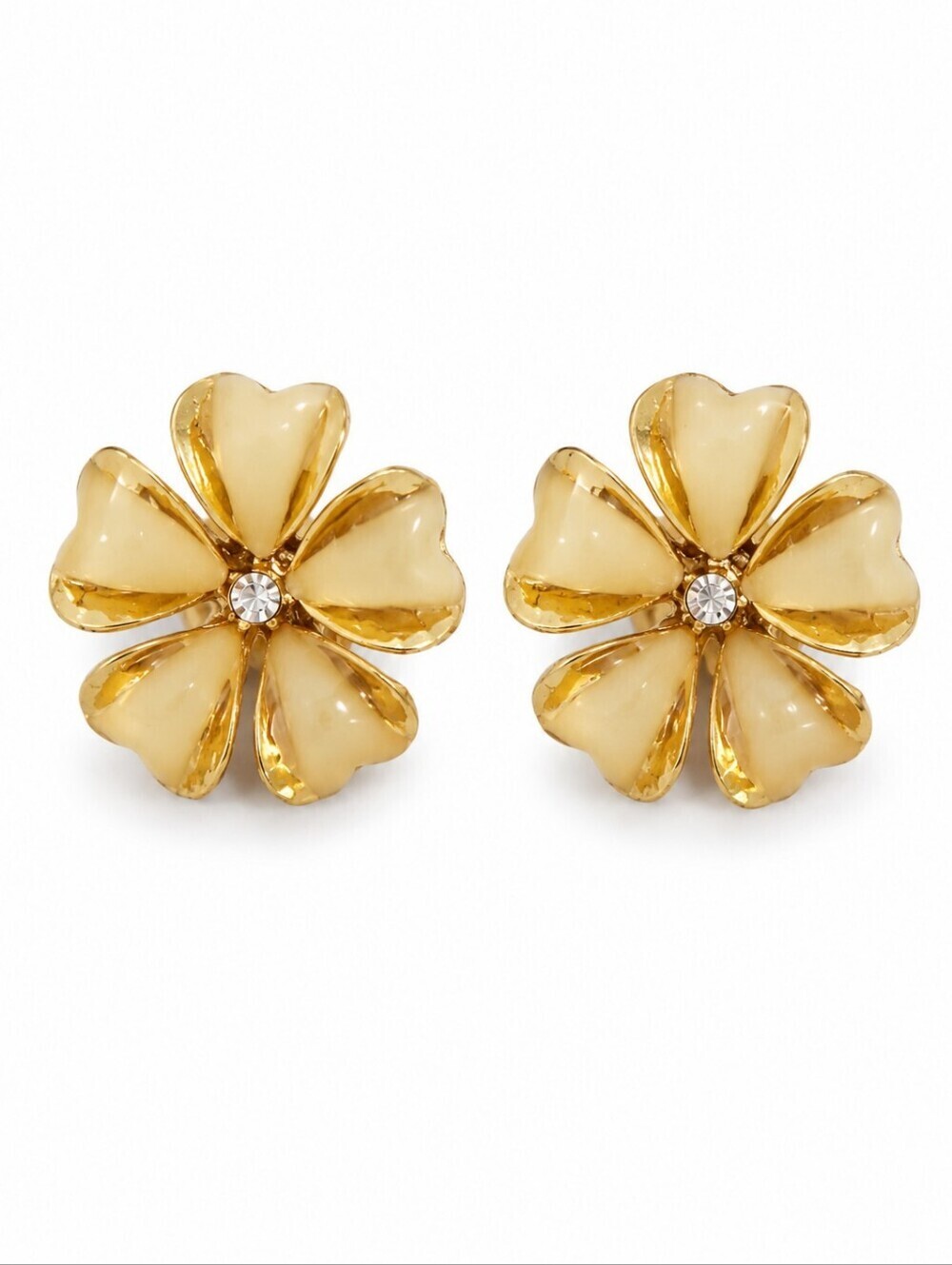 3/$30 VTG Acrylic Yellow Gold Glitter Flower Easter Post Earrings